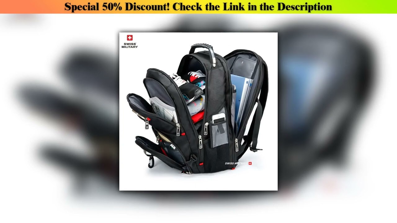 Unboxing SWISS MILITARY Fashion Travel Multifunction Large Capacity Male Bag Usb Charging Waterproo