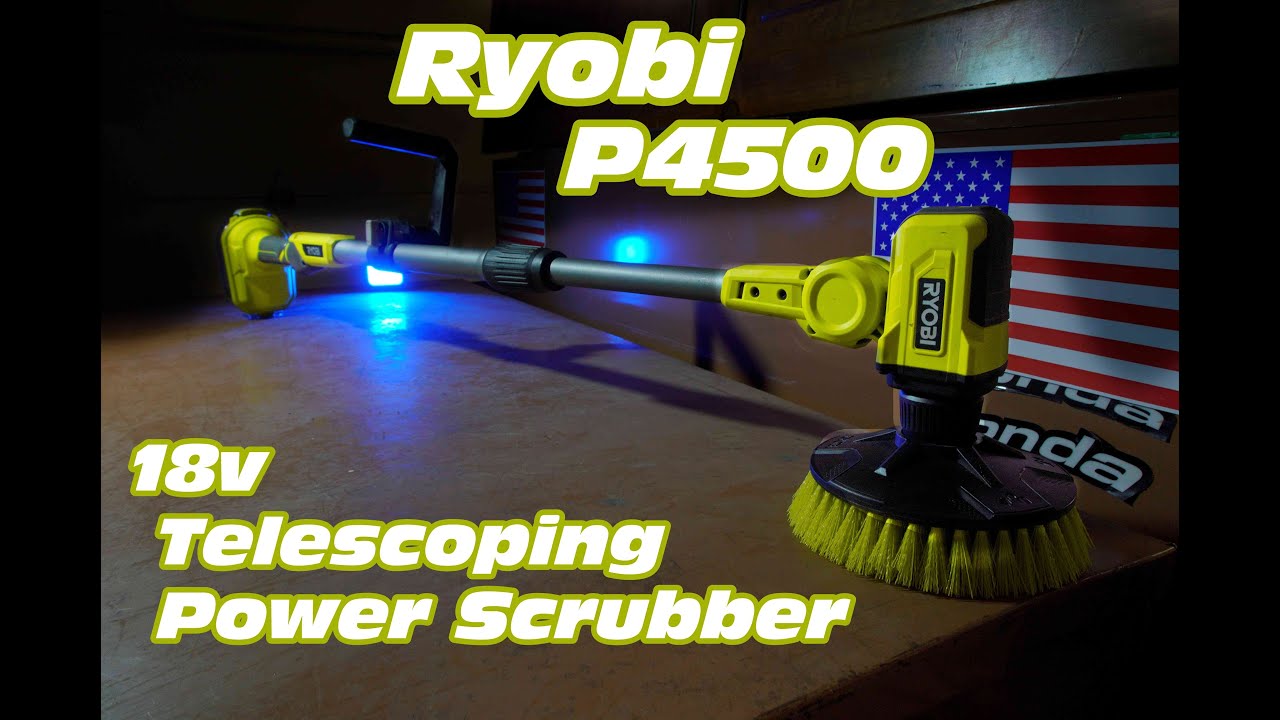Ryobi Telescoping Power Scrubber Kit 18V Cordless With 2 Ah