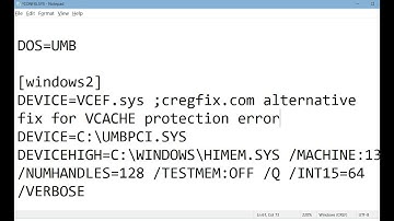 Alternative vcache error fix, config.sys dos driver