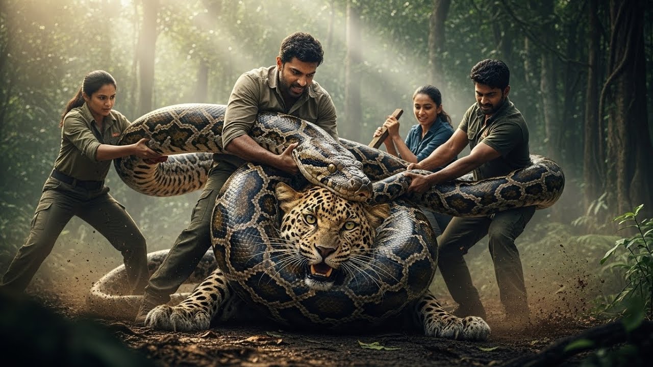 Epic Jungle Rescue: Leopard Trapped in Python’s Deadly Coils