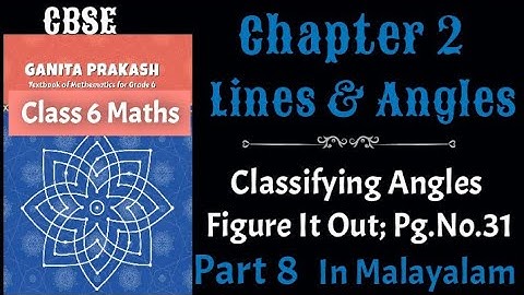 Figure It Out Pg.No.31 (Classifying Angles) Cbse Class 6 Maths Chapter 2 In Malayalam  / Ganita Prak