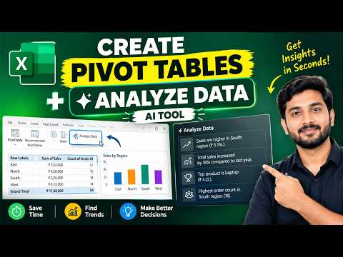 Create Pivot Tables in Excel + Analyze Data AI Tool | Excel Data Analysis Tutorial