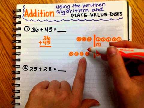 Adding Using the Written Algorithm and Place Value Disks