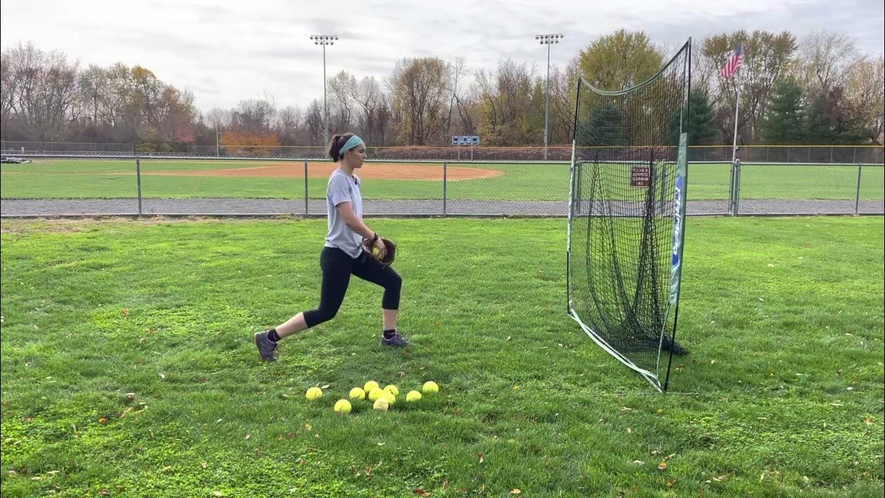 FastPitch Softball Pitching drill of the week 8 kneeling step out