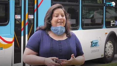 Cornell's Denise Thompson, a veteran TCAT bus ride...
