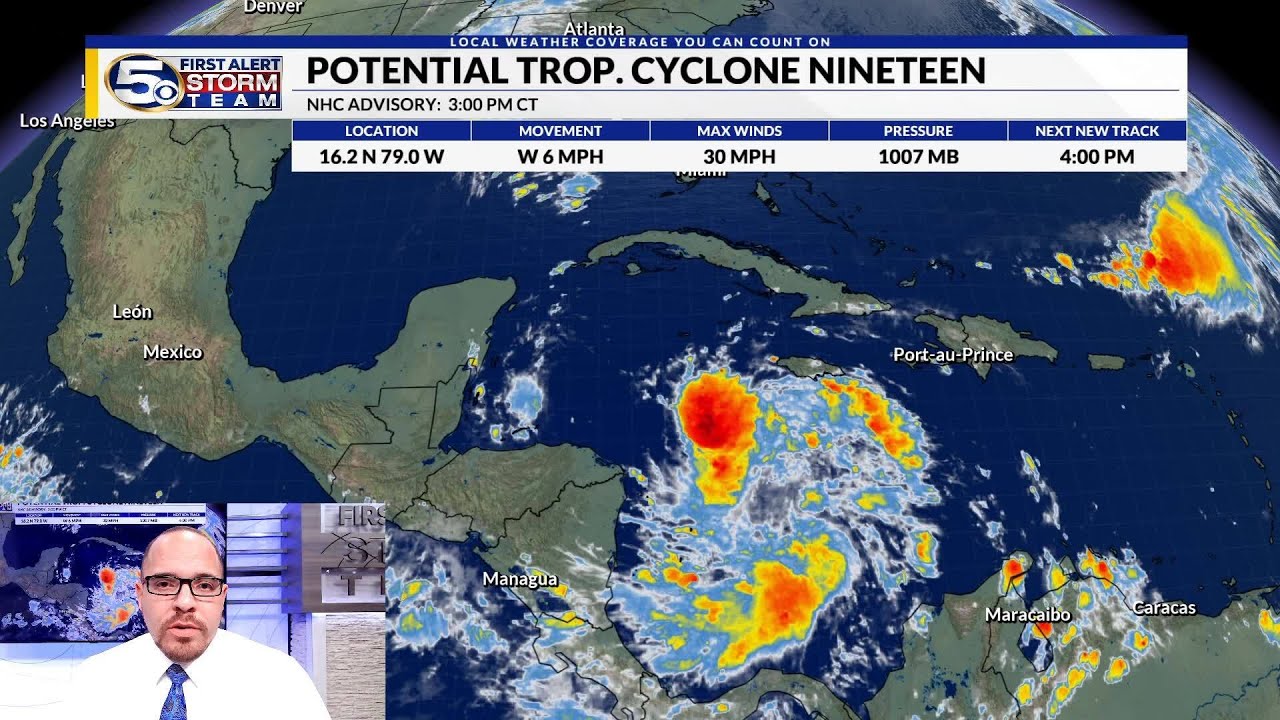Potential Tropical Cyclone Nineteen forms in the Caribbean