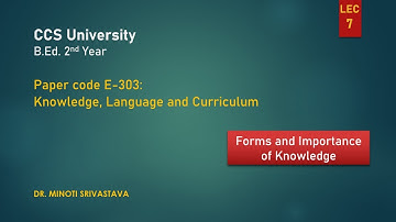 CCS Uni::B.Ed. 2nd Yr::Paper code E-303: Forms and Importance of Knowledge
