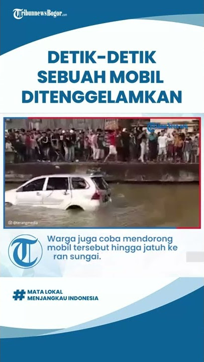 Detik-detik Sebuah Mobil Ditenggelamkan Warga di Palembang karena Nyaris Tabrak Ketua RT Setempat