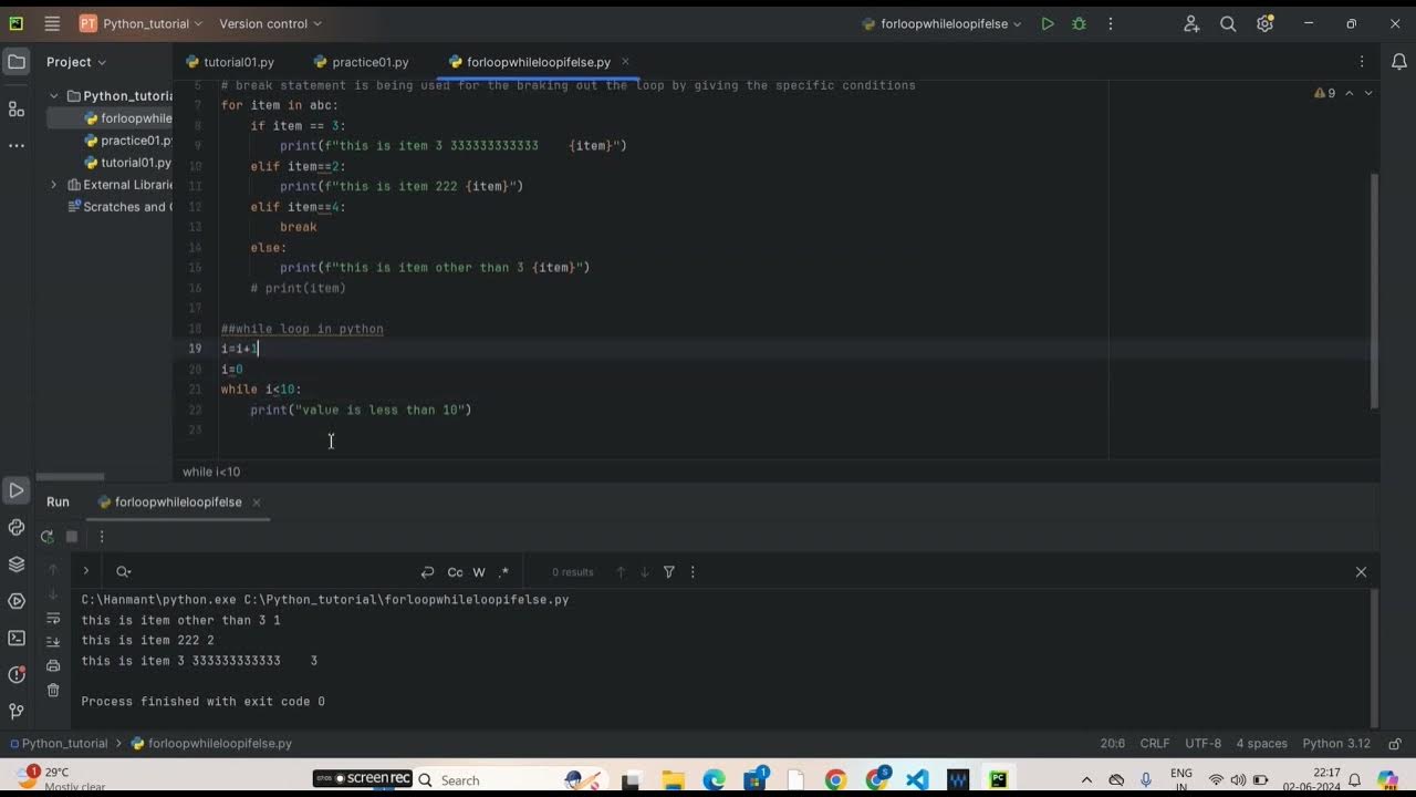 loops and if else conditions in python - YouTube