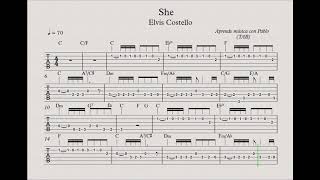 SHE:  TAB (guitarra...) (tablatura con playback)