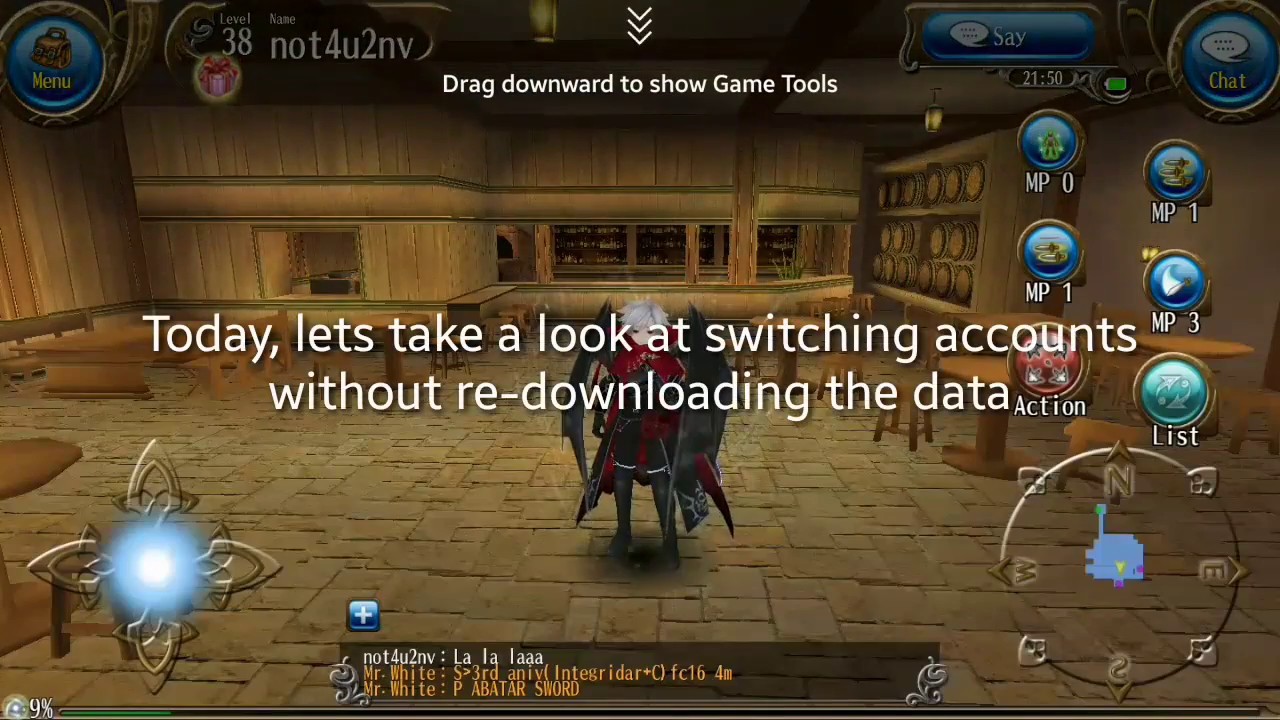 Toram Online Switching accounts without redownloading data