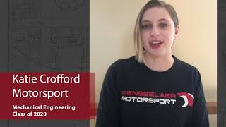 Katie, MECL '20, talks about how RPI Motorsport has prepared her for industry