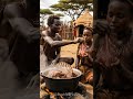 Tribal Bone Broth Feast: Boiling Giant Ribs Over Open Fire! #tribalfood #tribalcooking #shorts