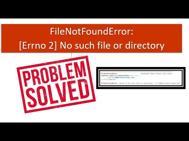FileNotFound Error 2 : No such file or directory | PYTHON - YouTube Filenotfound Error 2 : No Such File Or Directory | Python - Youtube