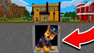 APARECE CHASE PAW PATROL GIGANTE DEBAJO DE MI CASA EN MINECRAFT