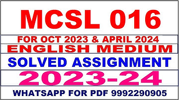 mcsl 016 solved assignment 2023-24 | mcsl 16 solved assignment in english 2024 | mcsl 16 2024