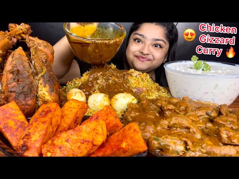 SPICY CHICKEN GIZZARD CURRY WITH HYDERABADI CHICKEN BIRYANI TANDOORI WHOLE CHICKEN AND PANEER EATING