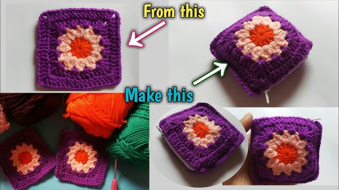 ♥️How To Crochet Heart Granny Squares Tote Bag