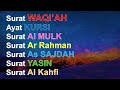 Surat Al WAQIAH Merdu, Ayat Kursi, Surat Al MULK, Ar Rahman, As SAJDAH, YASIN, Al Kahfi