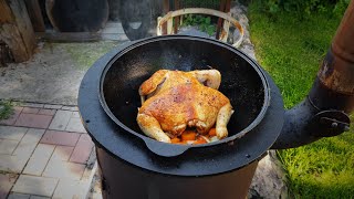 How to fry a whole chicken in a skillet. Secret recipe.