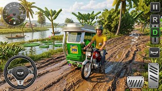 Honda TMX Tricycle Drive on Extreme Village Mud Road 🛺💥 | BUSSID Gameplay screenshot 1