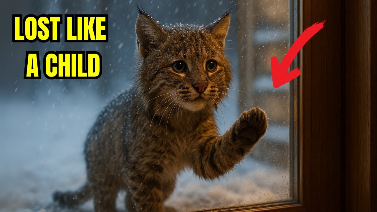 this bobcat knocked on his cabin in a snowstorm… like a lost CHILD seeking shelter