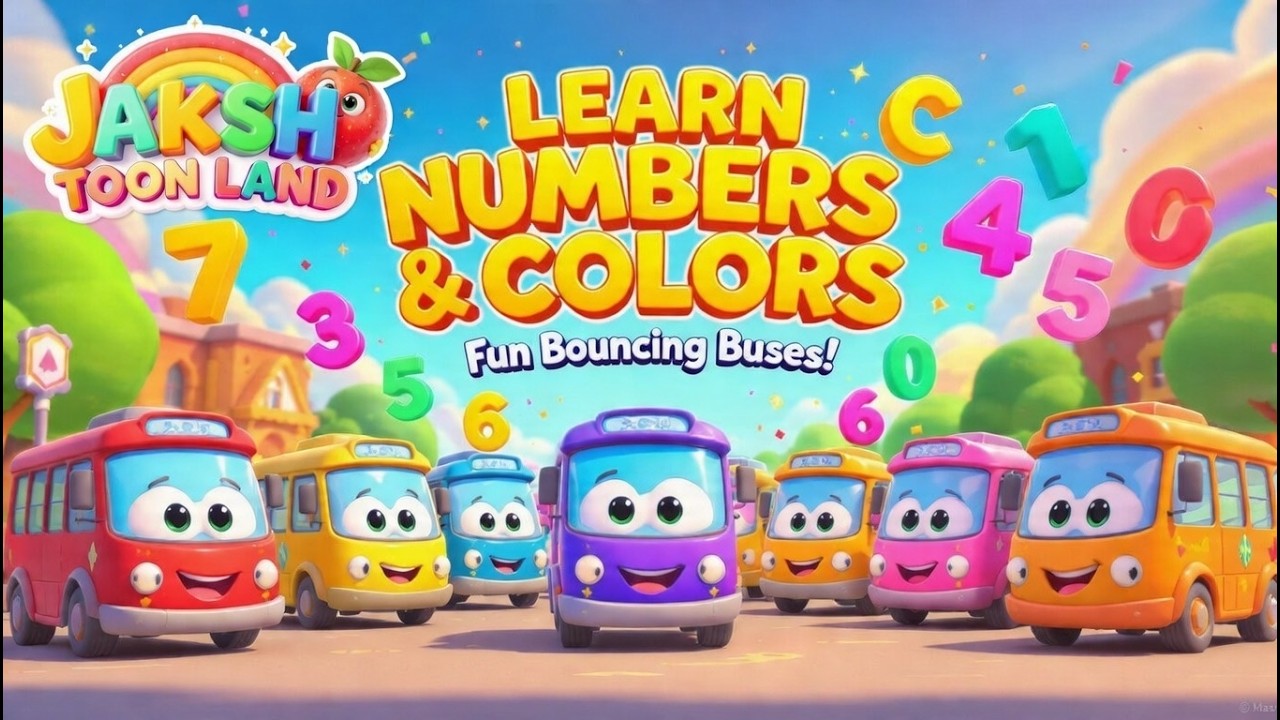 Learn Numbers & Colors for Kids | 1 to 10 Counting + Color Song with Bouncing Buses 🚍🌈