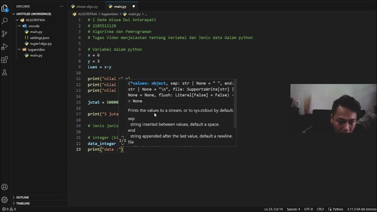 Video menjelaskan variabel dan jenis data dalam python - YouTube