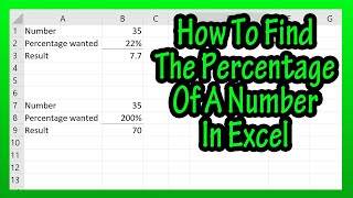 how to calculate (or find) the percent, percentage of a number in excel explained, excel percentage