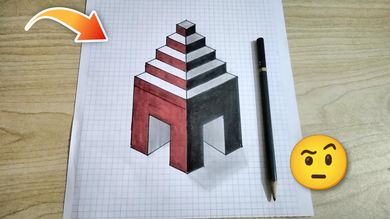 How to Draw a 3D Impossible Pyramid Illusion! 😱✨ | #3D #Drawing