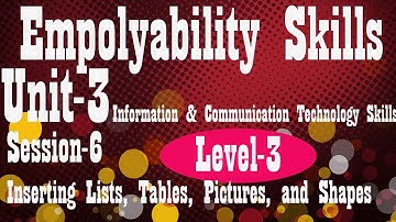 Level 3  Employability Skills Unit-3  II Ch-6 Inserting Lists, Tables, Pictures, and Shapes