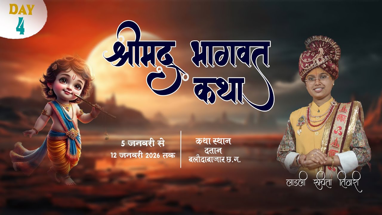 🔴LIVE DAY - 4 श्रीमद् भागवत कथा ||  लाडली रूचिता तिवारी || दतान  जिला – बलौदा बाजार   (छ. ग.)