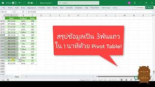 Pivot Table สรุปข้อมูล 3,000 แถวใน 1 นาที! | Excel สำหรับมือใหม่
