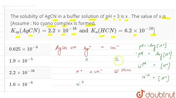The solubilty of AgCN in a buffer solution of pH = 3 is x . The value of x is [Assume : No cyano...