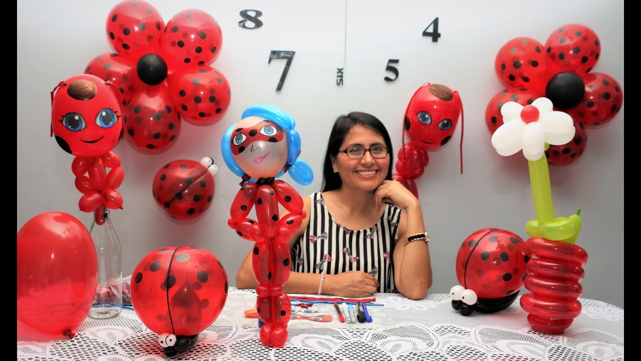 Combo Cumpleaños Globos Temática Miracolous Lady Bugs