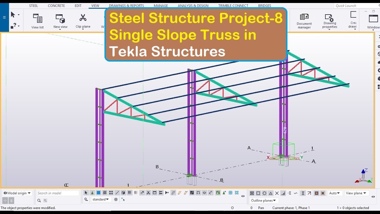 Steel Structure Project 8 Single Slope Truss In Tekla Structures YouTube
