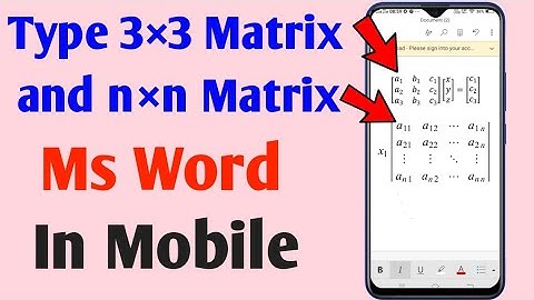 Matrix equation type ms word in mobile