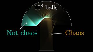 100 million ball mushroom billiard is (not) chaotic