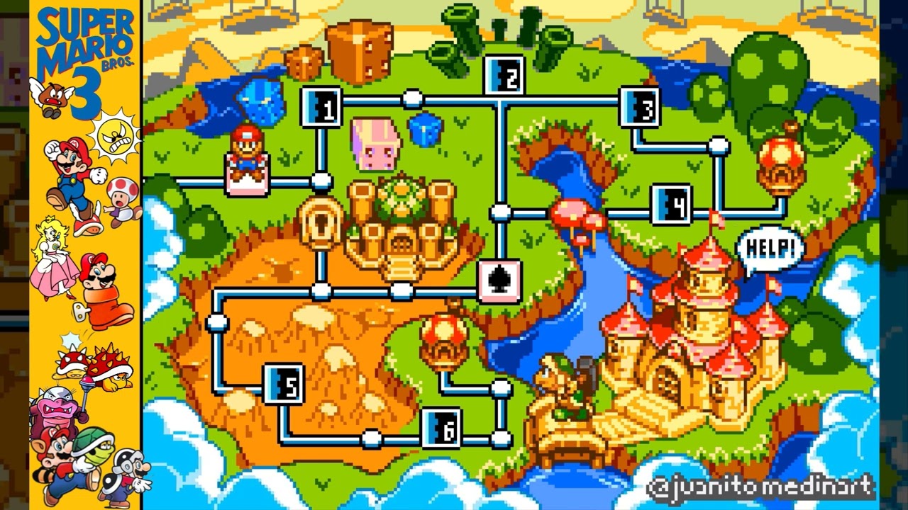 ArtStation - Super Mario Bros. 3 Redrawn - World 1 (Grass Land)