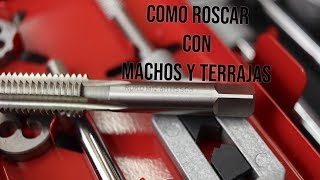 Juego de machos y terrajas 16 pzas para realizar roscas en tornillos.