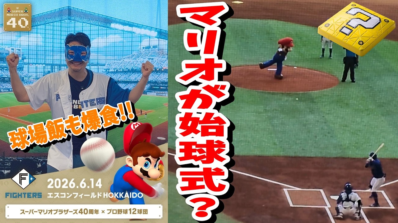 Mario 40th Anniversary] Mario appears at the opening pitch