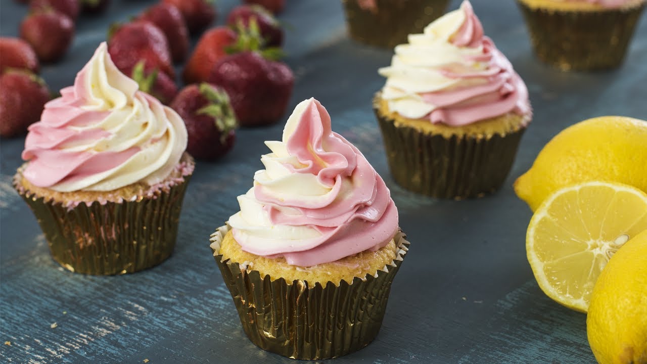 Strawberry Lemon Cupcakes Recipe | Home Cooking Adventure