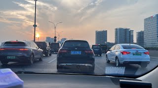 Driving car in China after office//Traffic in the Hangzhou City // Life in China