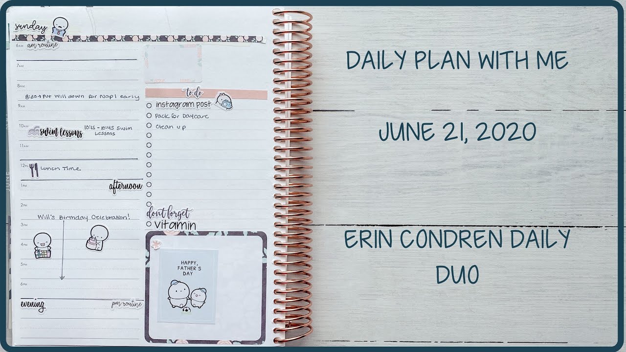 DAILY PLAN WITH ME | JUNE 21, 2020 | ERIN CONDREN DAILY DUO - YouTube