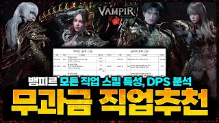 [뱀피르] 📢 오픈전 필수 시청- 쌀먹, 무소과금 최적화 직업 추천 / 모든 직업 스킬 특성, 대미지, DPS 공개