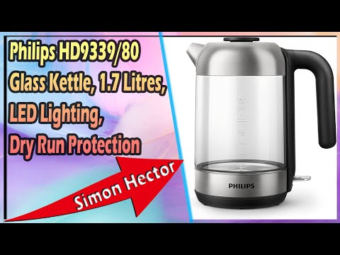 Philips HD9339/80 Glass Kettle, 1.7 Litres, LED Lighting, Dry Run Protection