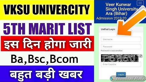 Vksu ba,bsc,bcom admission 2019 5th Merit List kab aayega || vksu UG admission 2020 5th marit list