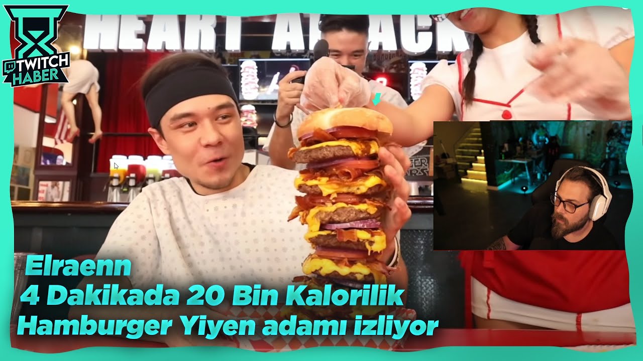 Elraenn - 4 Dakikada 20Bin Kalorilik Hamburger YİYEN Adamı İzliyor