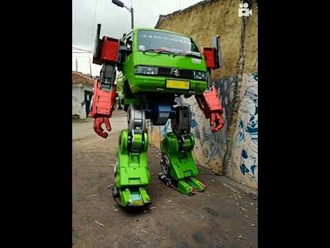 #transformation mobil angkot ijo berubah jadi robot #transformers #robot