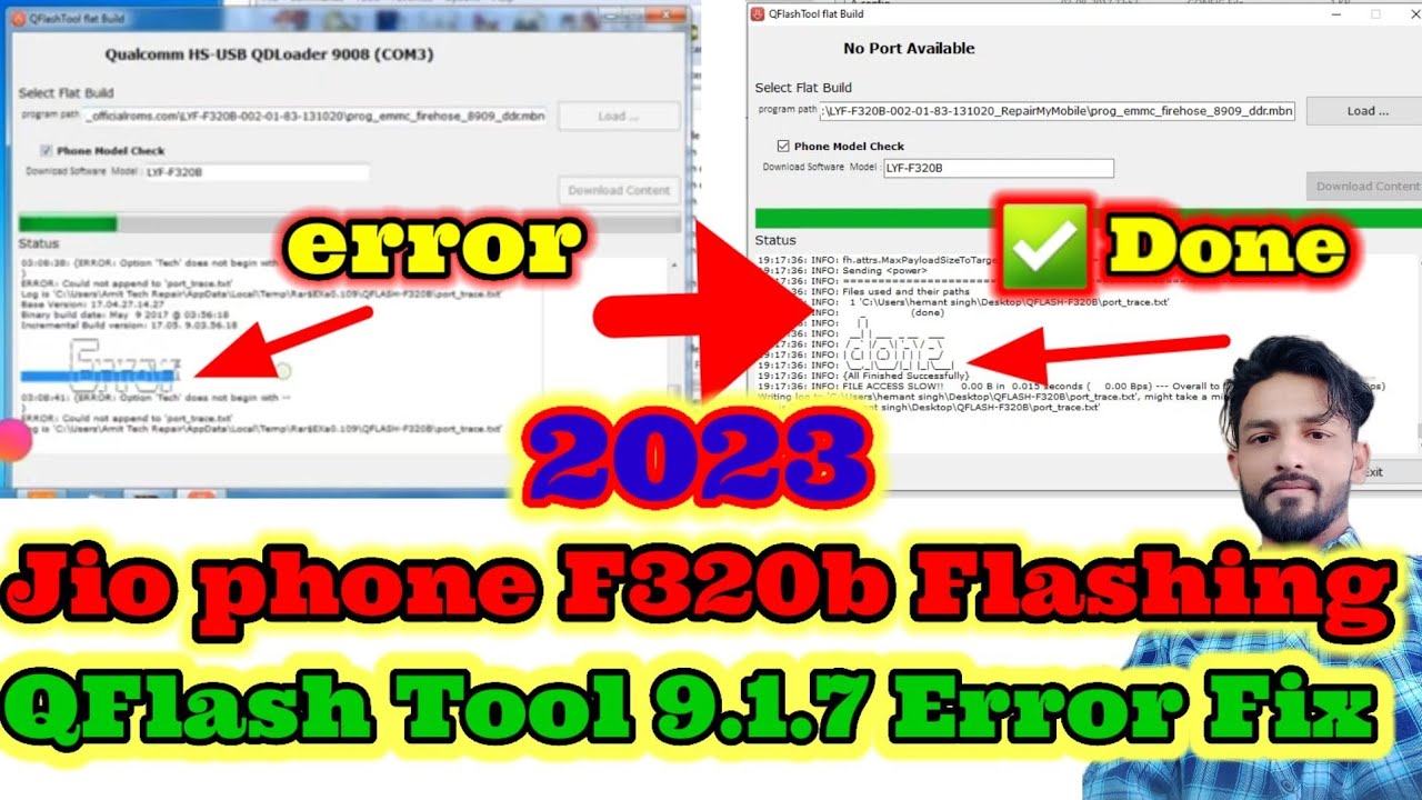Jio phone F320B flashing Error QFlash Tool Fix 100% || Jio F320b Hang On Logo Problem Solution 2023